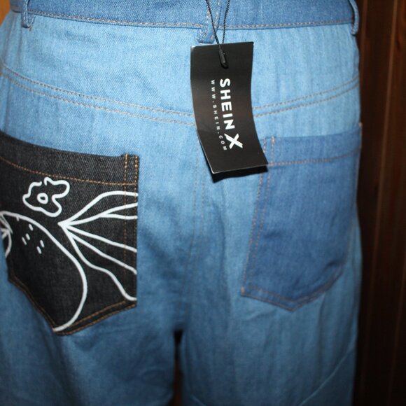 Shein X Patchwork 5 pocket Jeans Crop NWT Size M - Picture 8 of 11